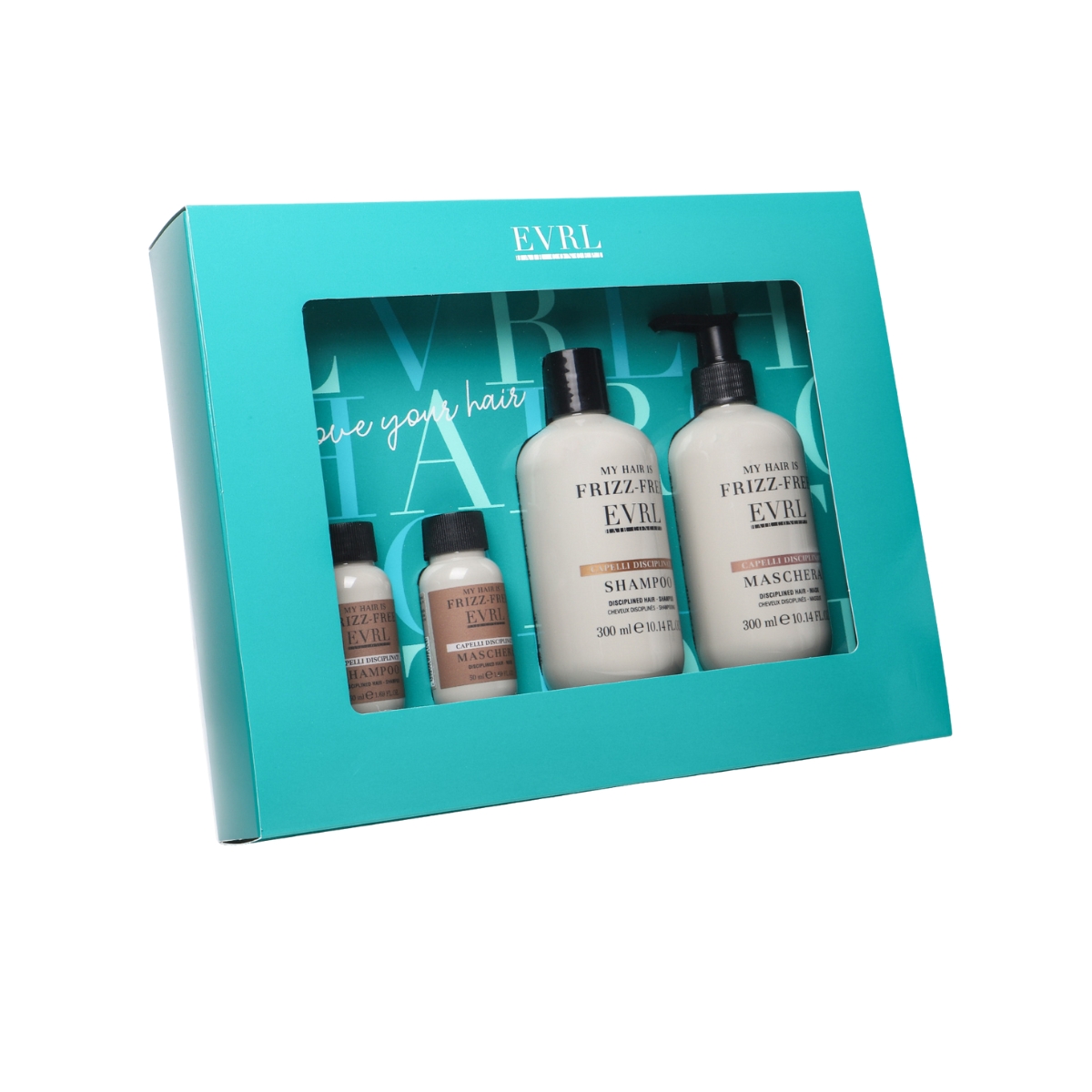 Everline EVRL dovanų rinkinys nepaklusniems plaukams, suteikiantis glotnumą ir kontrolę